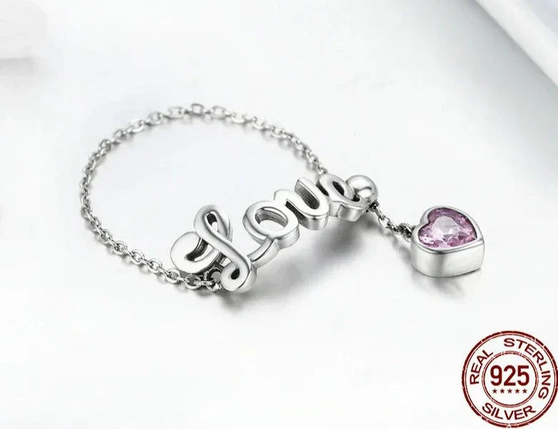 925 Sterling Silver Love Letter Ring