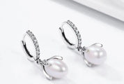 925 Sterling Silver Flower Pearl Earrings