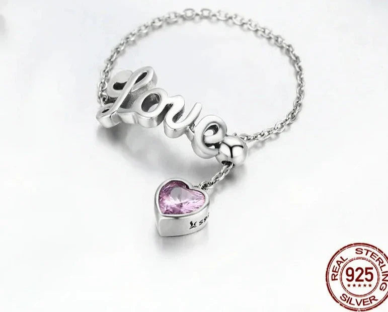 925 Sterling Silver Love Letter Ring