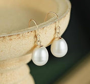925 Sterling Silver Freshwater Rice Pearl Drop Earrings