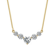 Heart Cluster 925 Sterling Silver Heart D Color Moissanite Cluster Necklace