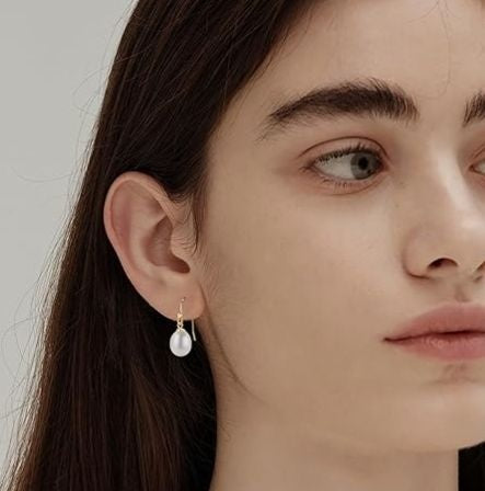 925 Sterling Silver Freshwater Rice Pearl Drop Earrings