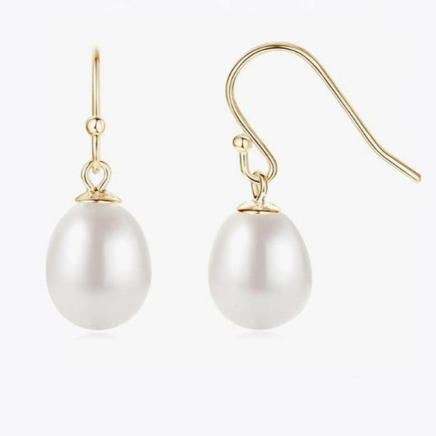 925 Sterling Silver Freshwater Rice Pearl Drop Earrings