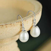 925 Sterling Silver Freshwater Rice Pearl Drop Earrings