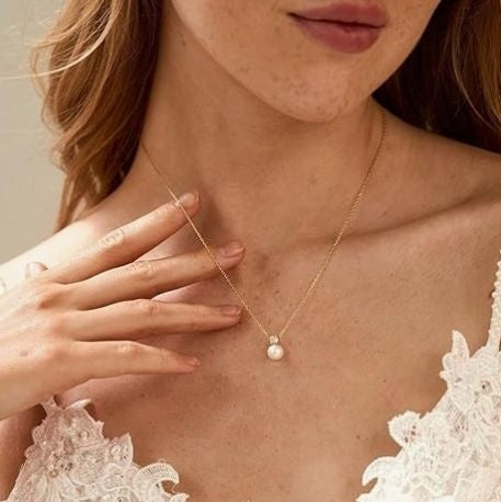 925 Silver Freshwater Round Pearl Pendant Necklace