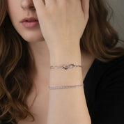925 Sterling Silver D Color Moissanite Double Chain Infinity Bracelet