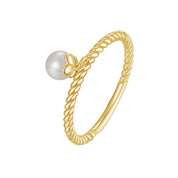 Natural Freshwater 925 Sterling Silver Adjustable Pearl Twist Ring