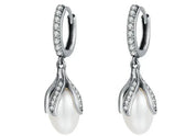 925 Sterling Silver Flower Pearl Earrings