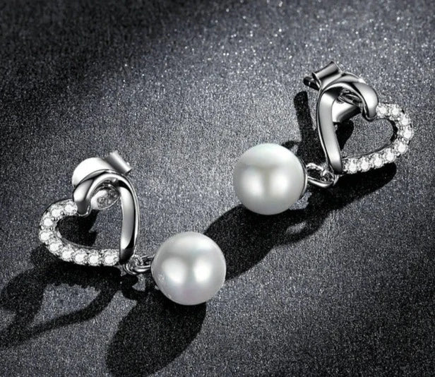 925 Sterling Silver Love Shell Pearl Earrings