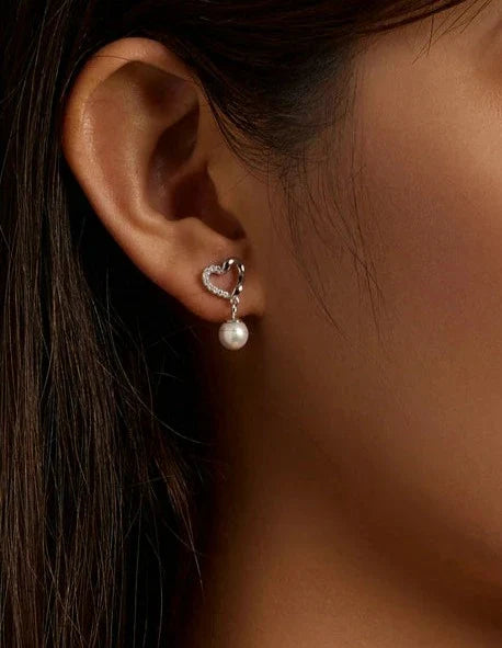 925 Sterling Silver Love Shell Pearl Earrings
