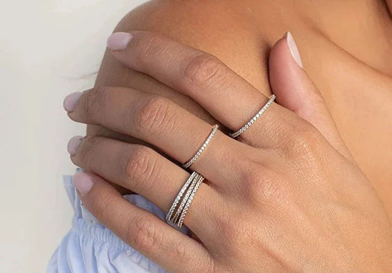 925 Sterling Silver Diamond Stackable Ring