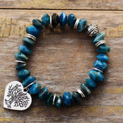 Heart Charm Apatite Stretch Bracelet
