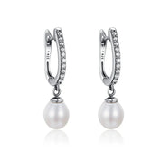 925 Sterling Silver Flower Pearl Earrings