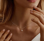 925 Sterling Silver Necklace with Freshwater Rice Pearl Pendant