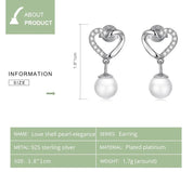 925 Sterling Silver Love Shell Pearl Earrings