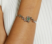 925 Silver 8*8mm Natural Moss Agate Bracelet