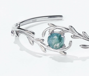 925 Silver 8*8mm Natural Moss Agate Bracelet
