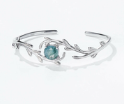 925 Silver 8*8mm Natural Moss Agate Bracelet