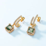 925 Silver Moss Agate Earrings