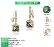 925 Silver Moss Agate Earrings