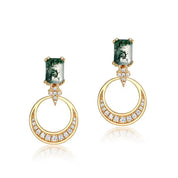 925 Silver Moss Agate Earrings