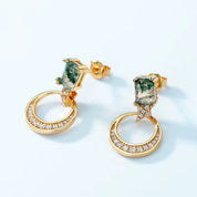 925 Silver Moss Agate Earrings