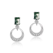925 Silver Moss Agate Earrings