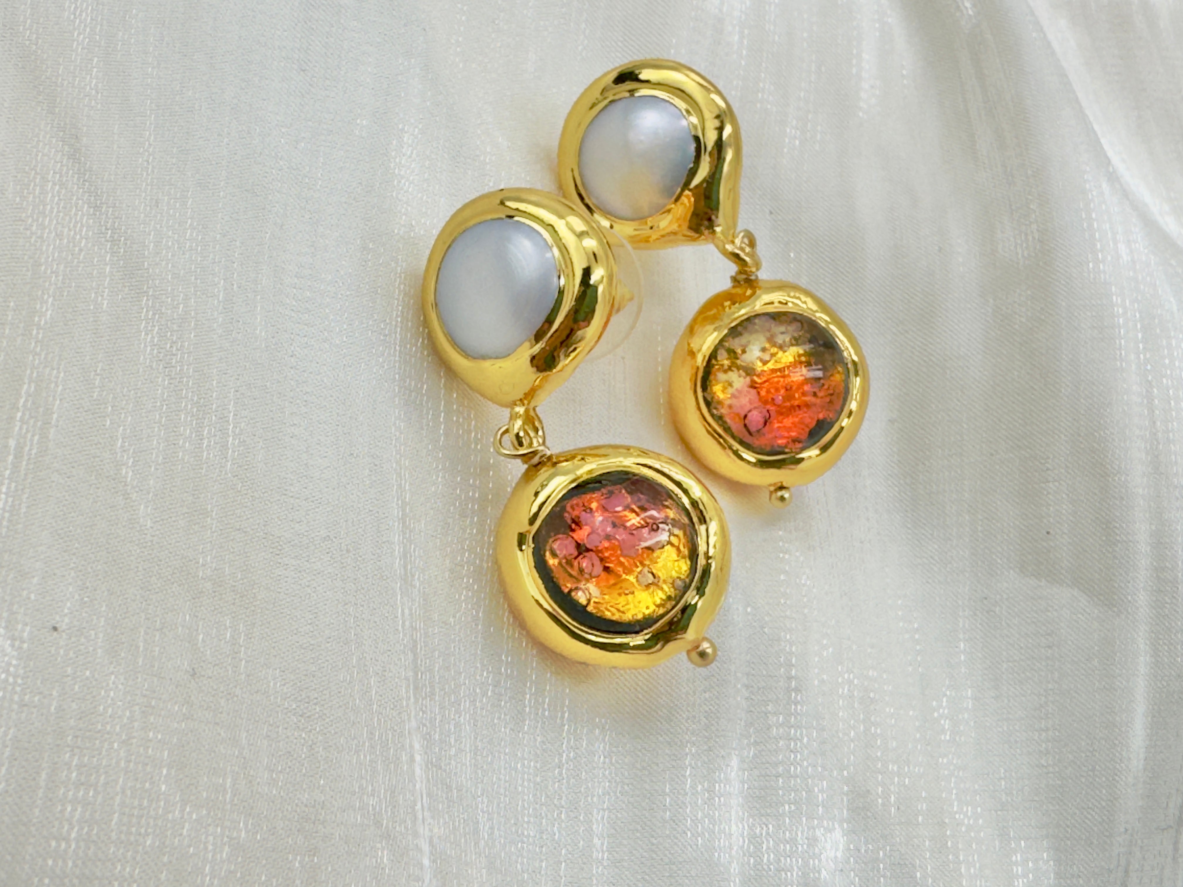 Dainty Natural Pearl Murano Glass Beads Necklace