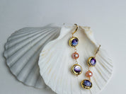 Natural pearl murano galss handmade earrings