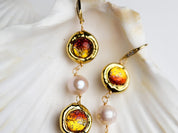 Natural pearl murano galss handmade earrings