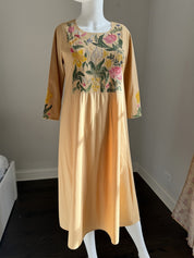 Floral Boho Embroidery with Hand paint Dress