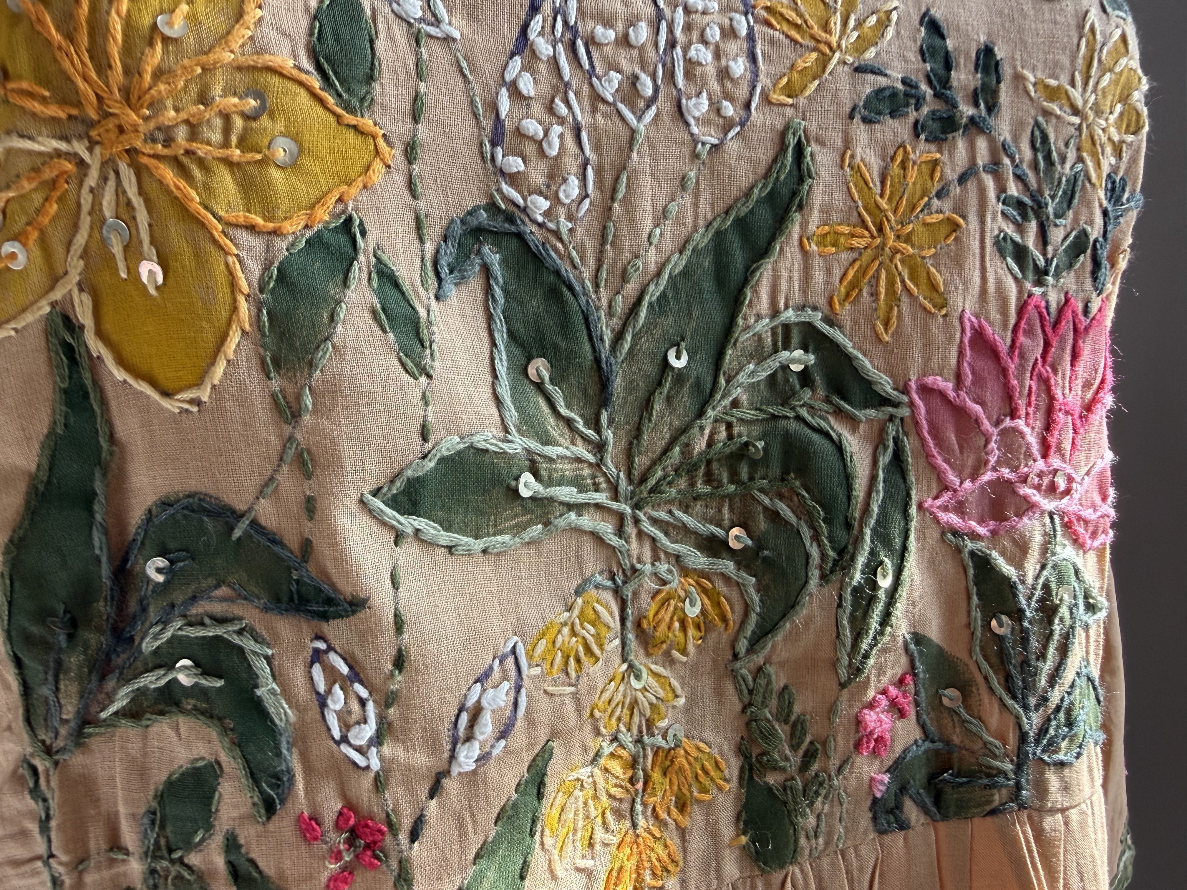 Floral Boho Embroidery with Hand paint Dress