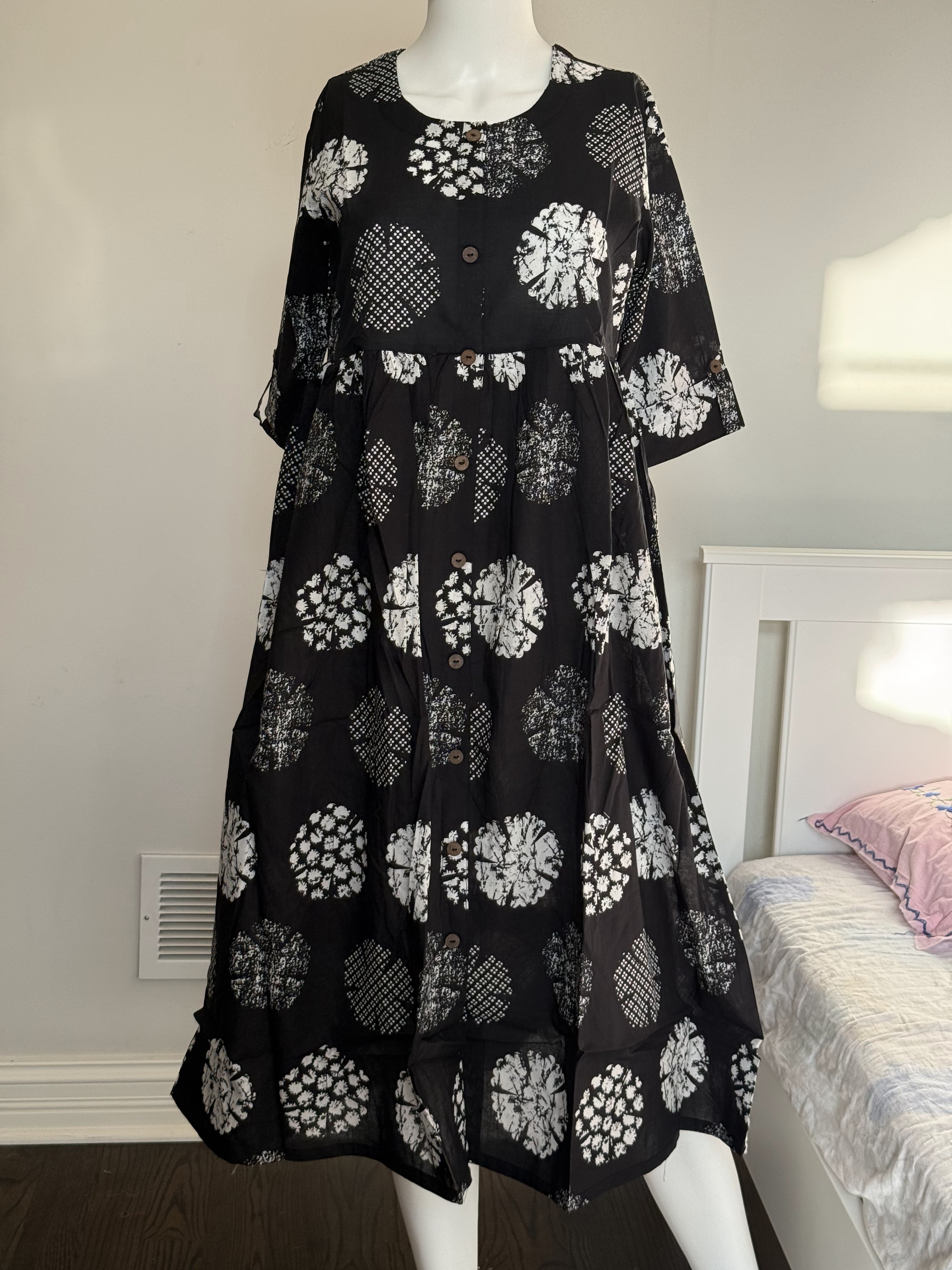 Boho Floral print cotton women Midi dress