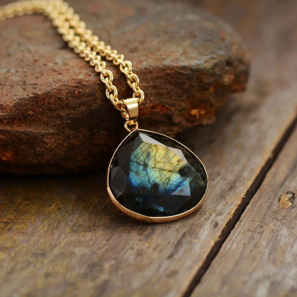 Labradorite Teardrop Pendant Necklace