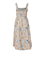 Lightweight cotton jute floral dress women casual vacation outfit