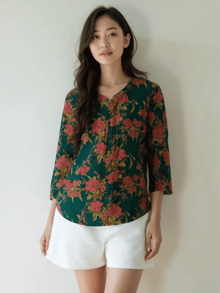Floral Cotton Casual Top for Women