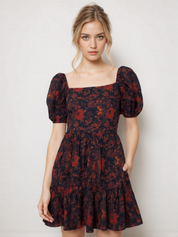 Handloom Cotton Floral Fit & Flare Mini Dress for Women
