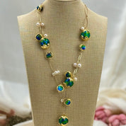 Natural pearl glass beads pendant necklace