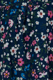 Handloom Cotton Floral Puff Sleeve Mini Dress for Women