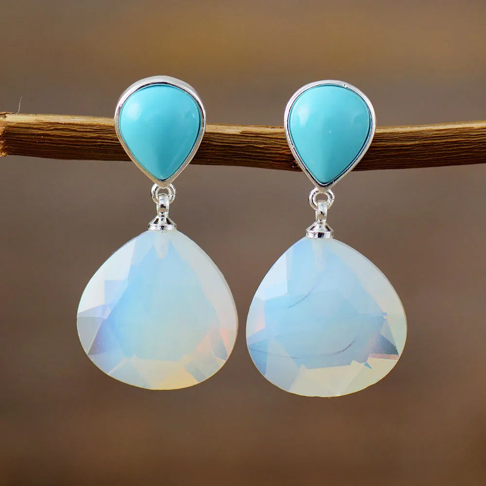 Opal Teardrop Stud Earrings