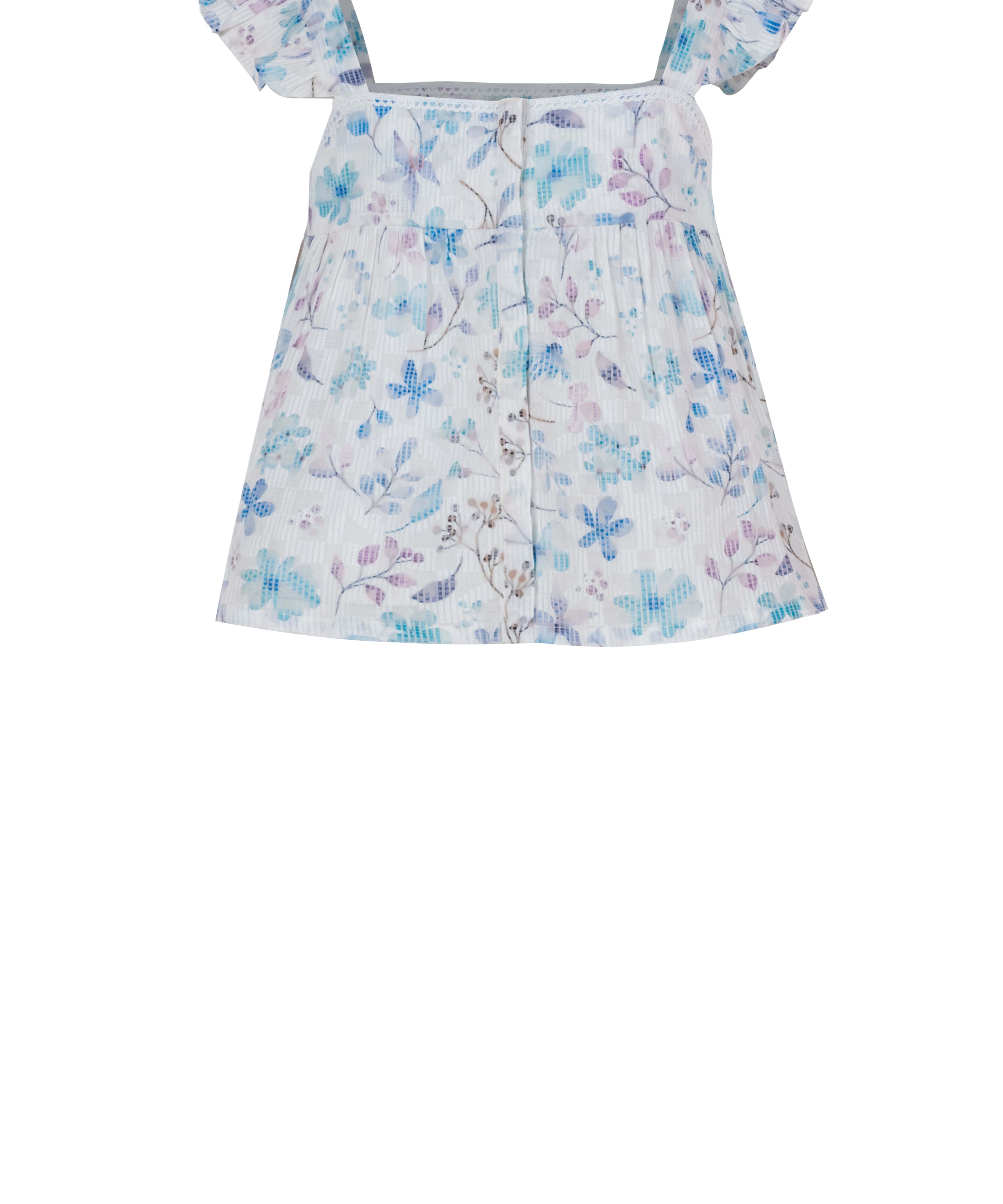 Pastel floral cotton top women with flutter sleeves