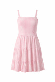 Artisan style handwoven cotton stripe mini dress