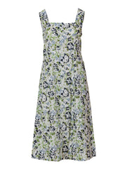Pure cotton floral midi sundress women square neck