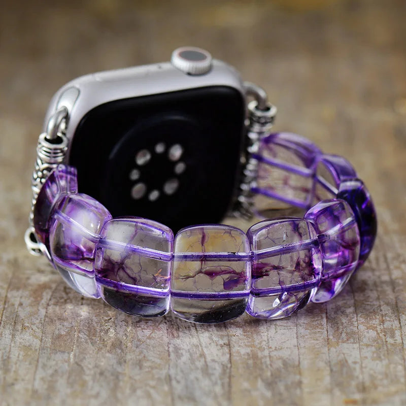 Purple Crystal Stretch Gemstone Watch Strap