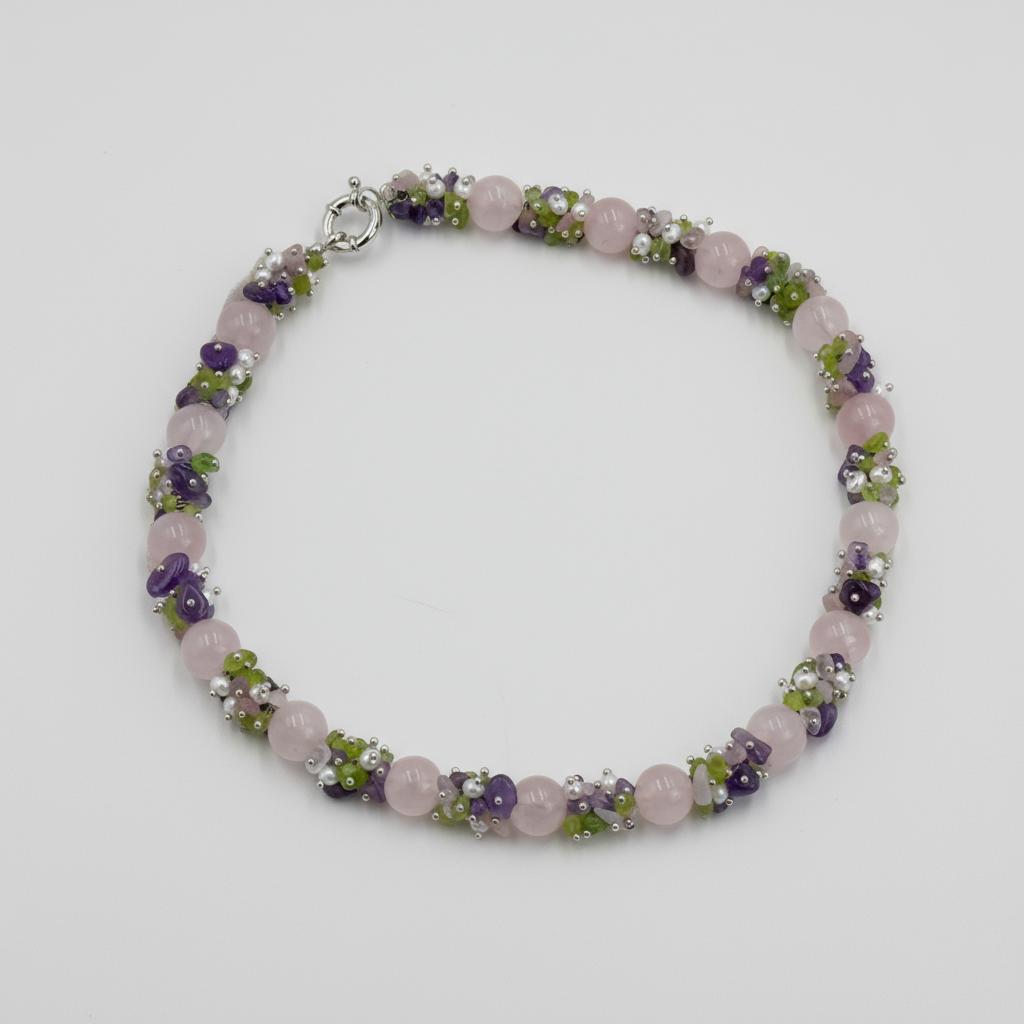 Rose Quartz Gemstone Necklace Set