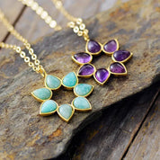 Amethyst & Amazonit Flower Choker