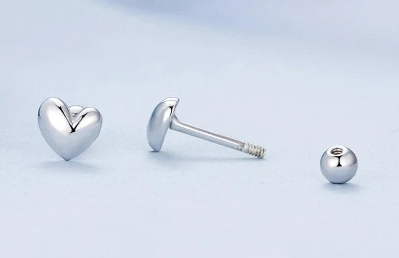 925 Sterling Silver Mini Heart Stud Earrings