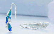 925 Sterling Silver Blue Feathers Earrings