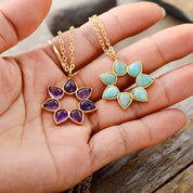 Amethyst & Amazonit Flower Choker