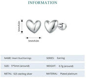 925 Sterling Silver Mini Heart Stud Earrings